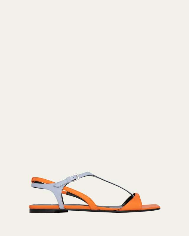 Rio Bicolor Leather T-Strap Sandals